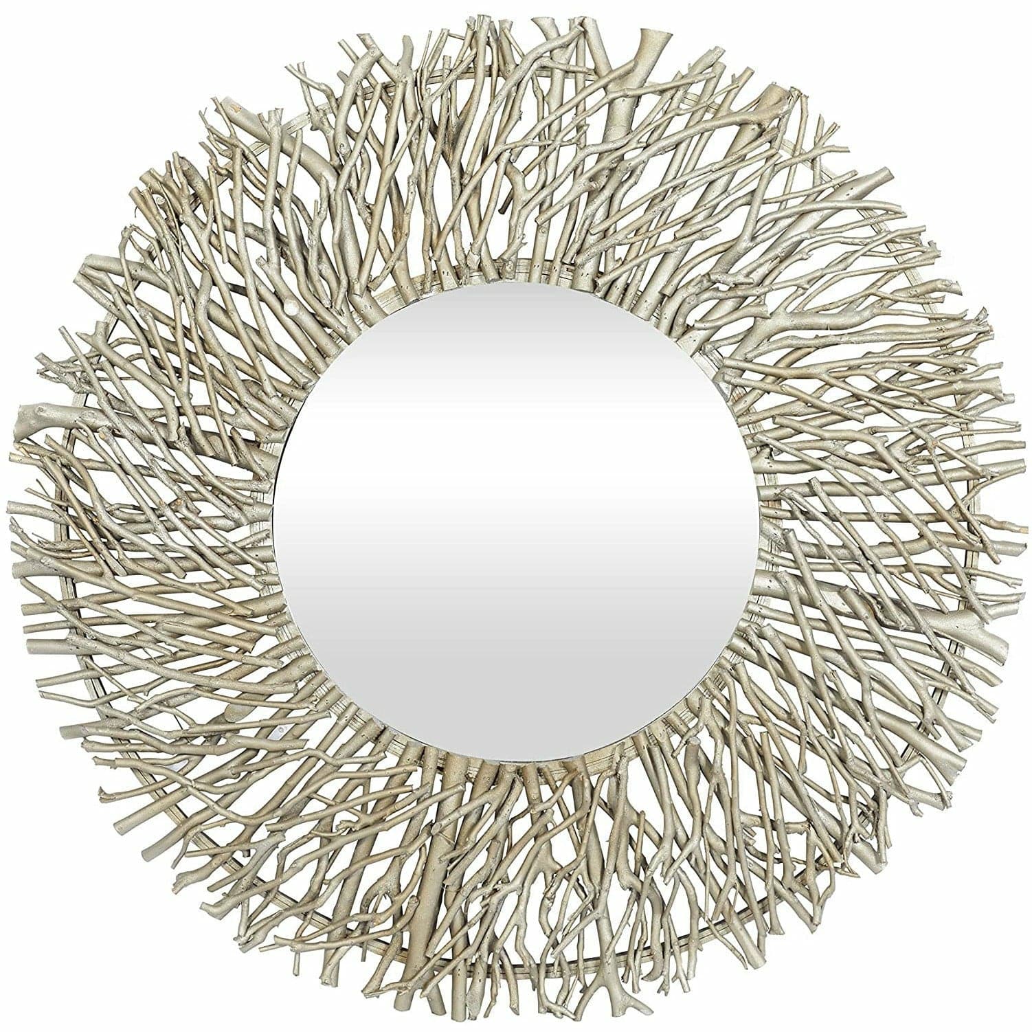 Branches Contemporary Wall Mirror in Silver, 34" - HER Home Design Boutique